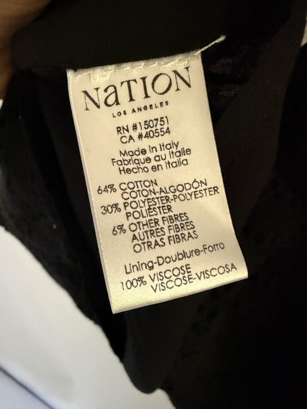 Nation Ltd. Black Eyelet Tank Black Lace, Sheri New With Tags Size Large - Picture 5 of 6